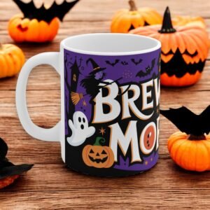 Halloween Decor Mug - Spooky Ghost & Ghouls Design - Fall Coffee Cup for Halloween Party - Brew-tiful Morning mug